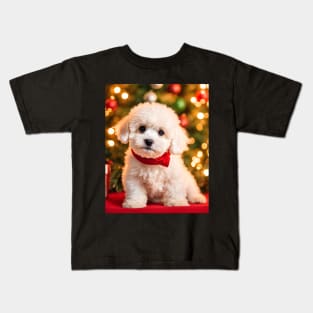 Bichon Frise Puppy with Christmas Gifts Kids T-Shirt